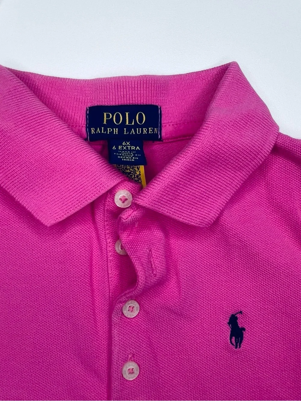 Polo by Ralph Lauren Girls Hot Pink Polo Shirt with Navy Logo